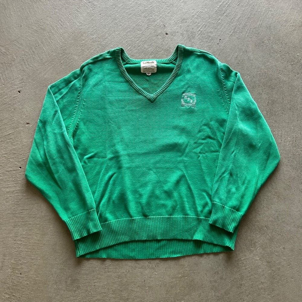 Vintage 60s La Mode Michigan State University Sweater Size XL Green Pullover MSU